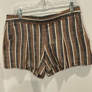 Theory Striped Linen Wyndell Fascinate Dress Shorts, Dark Seed -size 8